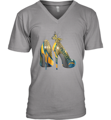 NFL Los Angeles Chargers High Heel Butterfly Rhinestone Men's Vneck - NFLFanGift