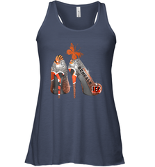 NFL Cincinnati Bengals Rhinestone High Heels Racerback Tank - NFLFanGift