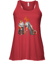 NFL Cincinnati Bengals Rhinestone High Heels Racerback Tank - NFLFanGift