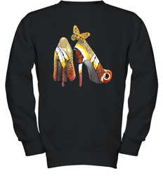 Washington Redskins High Heel Butterfly Rhinestone Tide Youth Sweatshirt - NFLFanGift