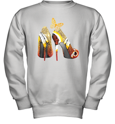 Washington Redskins High Heel Butterfly Rhinestone Tide Youth Sweatshirt - NFLFanGift