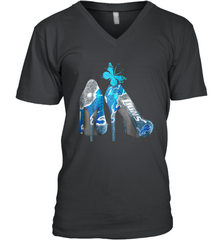 NFL Detroit Lions High Heel Butterfly Rhinestone Tide Men's Vneck - NFLFanGift