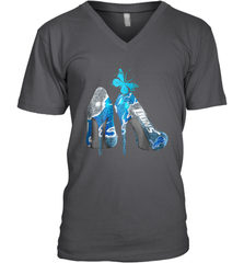 NFL Detroit Lions High Heel Butterfly Rhinestone Tide Men's Vneck - NFLFanGift