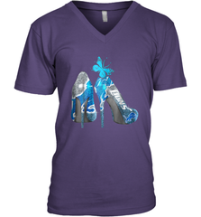 NFL Detroit Lions High Heel Butterfly Rhinestone Tide Men's Vneck - NFLFanGift