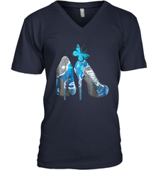 NFL Detroit Lions High Heel Butterfly Rhinestone Tide Men's Vneck - NFLFanGift