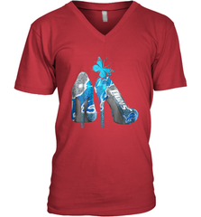 NFL Detroit Lions High Heel Butterfly Rhinestone Tide Men's Vneck - NFLFanGift