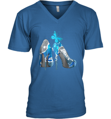 NFL Detroit Lions High Heel Butterfly Rhinestone Tide Men's Vneck - NFLFanGift