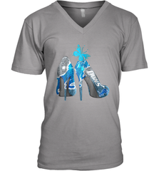 NFL Detroit Lions High Heel Butterfly Rhinestone Tide Men's Vneck - NFLFanGift