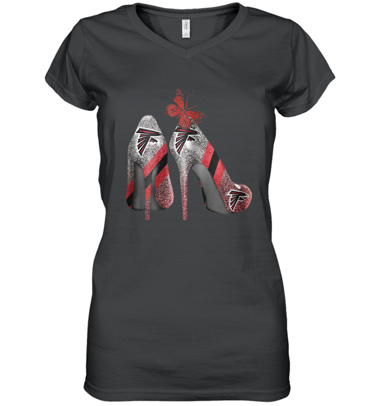 NFL Atlanta Falcons Rhinestone High Heels Women's Vneck - NFLFanGift