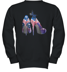 NFL New York Giants High Heel Butterfly Rhinestone Tide Youth Sweatshirt - NFLFanGift