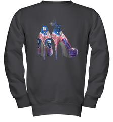 NFL New York Giants High Heel Butterfly Rhinestone Tide Youth Sweatshirt - NFLFanGift