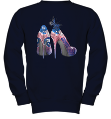 NFL New York Giants High Heel Butterfly Rhinestone Tide Youth Sweatshirt - NFLFanGift