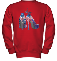 NFL New York Giants High Heel Butterfly Rhinestone Tide Youth Sweatshirt - NFLFanGift