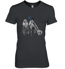 NFL Oakland Raiders High Heel Butterfly Rhinestone Tide Women's The Boyfriend Tee - NFLFanGift