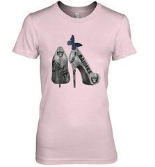 NFL Oakland Raiders High Heel Butterfly Rhinestone Tide Women's The Boyfriend Tee - NFLFanGift