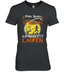 Mein Besen ist zerbrochen also geh ich jetzt Laufen Halloween Women's The Boyfriend Tee - NFLFanGift