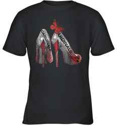 Arizona Cardinals High Heel Butterfly Rhinestone Tide NFL Youth T-Shirt - NFLFanGift