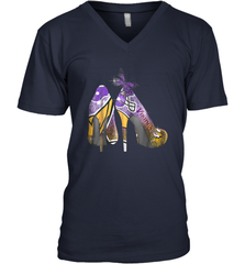 NFL Minnesota Vikings High Heel Butterfly Rhinestone Tide Men's Vneck - NFLFanGift