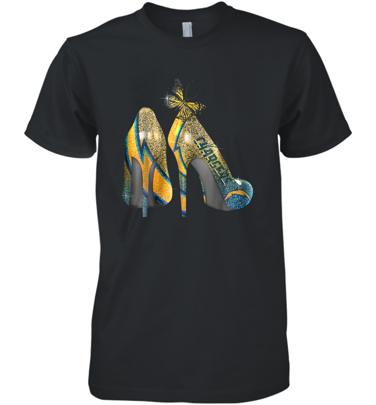NFL Los Angeles Chargers High Heel Butterfly Rhinestone Men's Premium T-Shirt - NFLFanGift