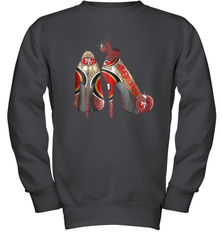 NFL San Francisco 49ers High Heel Butterfly Rhinestone Tide Youth Sweatshirt - NFLFanGift