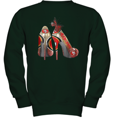 NFL San Francisco 49ers High Heel Butterfly Rhinestone Tide Youth Sweatshirt - NFLFanGift