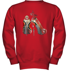 NFL San Francisco 49ers High Heel Butterfly Rhinestone Tide Youth Sweatshirt - NFLFanGift