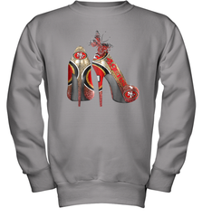 NFL San Francisco 49ers High Heel Butterfly Rhinestone Tide Youth Sweatshirt - NFLFanGift