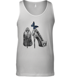 NFL Oakland Raiders High Heel Butterfly Rhinestone Tide Tank Top - NFLFanGift