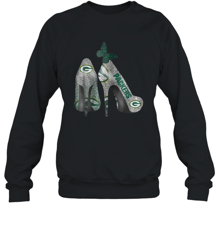 NFL Green Bay Packers Rhinestone High Heels Crewneck Sweatshirt - NFLFanGift