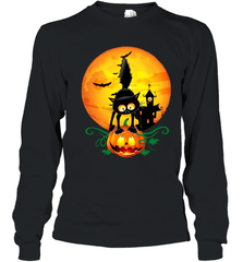 Black Cat Pumpkin and Halloween Moon Youth Long Sleeve T-Shirt - NFLFanGift