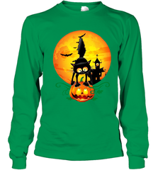 Black Cat Pumpkin and Halloween Moon Youth Long Sleeve T-Shirt - NFLFanGift