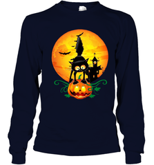 Black Cat Pumpkin and Halloween Moon Youth Long Sleeve T-Shirt - NFLFanGift