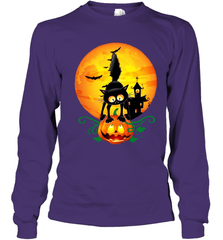 Black Cat Pumpkin and Halloween Moon Youth Long Sleeve T-Shirt - NFLFanGift