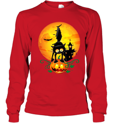 Black Cat Pumpkin and Halloween Moon Youth Long Sleeve T-Shirt - NFLFanGift