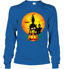 Black Cat Pumpkin and Halloween Moon Youth Long Sleeve T-Shirt - NFLFanGift