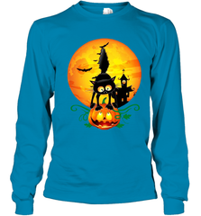 Black Cat Pumpkin and Halloween Moon Youth Long Sleeve T-Shirt - NFLFanGift
