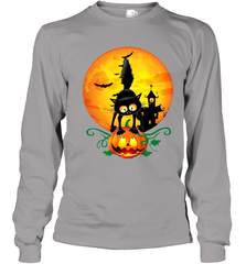 Black Cat Pumpkin and Halloween Moon Youth Long Sleeve T-Shirt - NFLFanGift