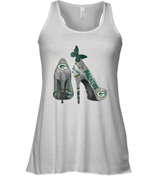 NFL Green Bay Packers Rhinestone High Heels Racerback Tank - NFLFanGift
