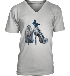 NFL Dallas Cowboys High Heel Butterfly Rhinestone Tide Men's Vneck - NFLFanGift