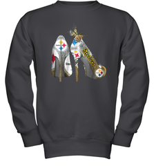 Pittsburgh Steeler High Heel Butterfly Rhinestone Tide Youth Sweatshirt - NFLFanGift