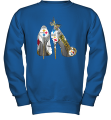Pittsburgh Steeler High Heel Butterfly Rhinestone Tide Youth Sweatshirt - NFLFanGift