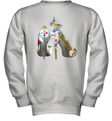 Pittsburgh Steeler High Heel Butterfly Rhinestone Tide Youth Sweatshirt - NFLFanGift