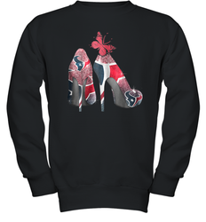 NFL Houston Texans High Heel Butterfly Rhinestone Tide Youth Sweatshirt - NFLFanGift