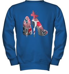 NFL Houston Texans High Heel Butterfly Rhinestone Tide Youth Sweatshirt - NFLFanGift