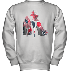NFL Houston Texans High Heel Butterfly Rhinestone Tide Youth Sweatshirt - NFLFanGift