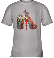 NFL San Francisco 49ers High Heel Butterfly Rhinestone Tide Youth T-Shirt - NFLFanGift