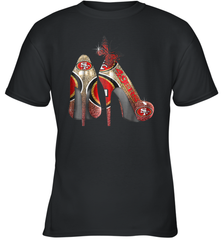 NFL San Francisco 49ers High Heel Butterfly Rhinestone Tide Youth T-Shirt - NFLFanGift