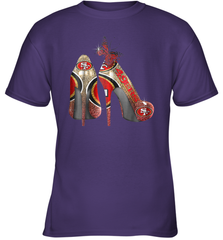 NFL San Francisco 49ers High Heel Butterfly Rhinestone Tide Youth T-Shirt - NFLFanGift