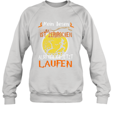 Mein Besen ist zerbrochen also geh ich jetzt Laufen Halloween Crewneck Sweatshirt - NFLFanGift