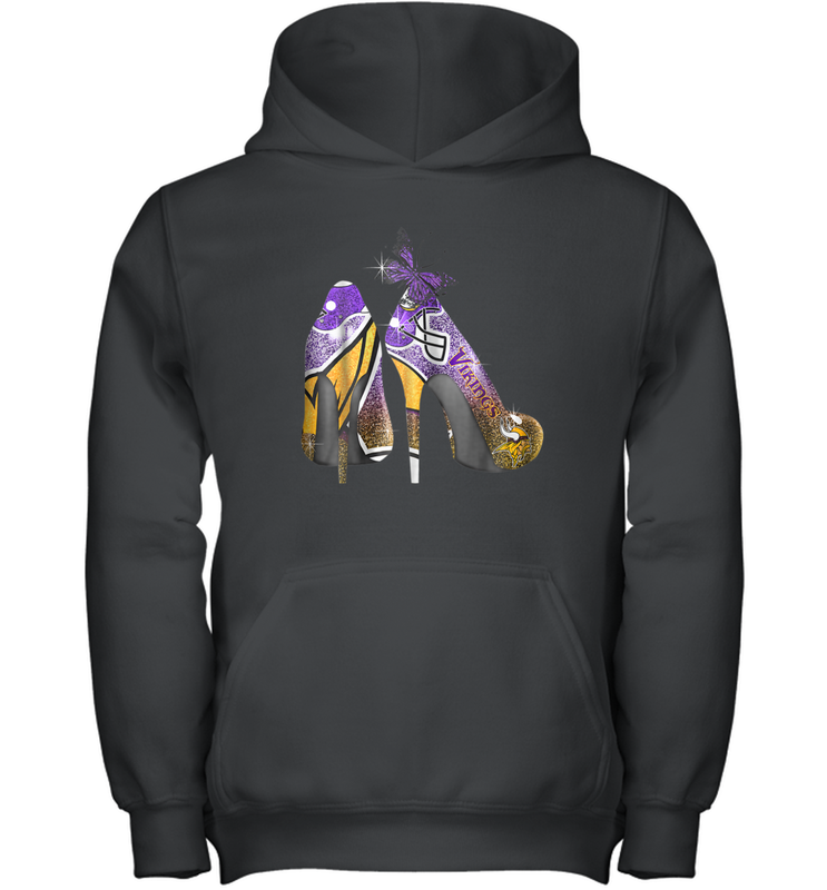 NFL Minnesota Vikings High Heel Butterfly Rhinestone Tide Youth Hoodie - NFLFanGift